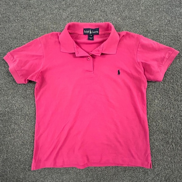 Ralph Lauren Tops - Ralph Lauren Polo Womens Size M Pink Cotton Short Sleeve Made in USA Pique Pony